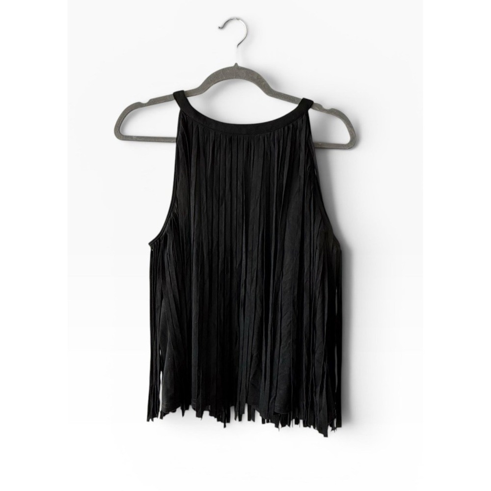 Idyllwind Women Black Long Fringe Western Boho Festival Faux Suede  Sz Med EUC
